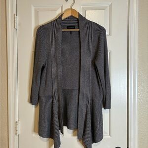 Investments Dark Gray Sparkly Ribbed Cardigan